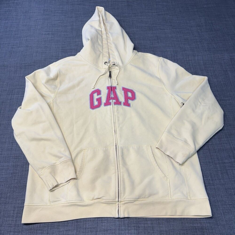 Gap Y2K Style Yellow Zip Up Hoodie Sweatshirt Women’s Center Logo Size XXL